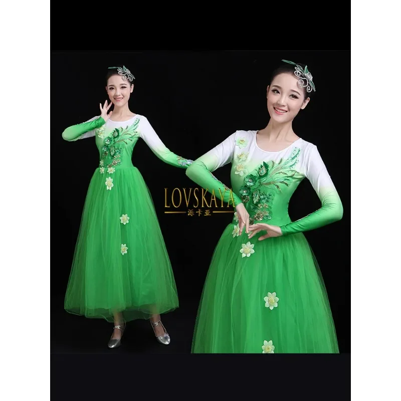 Chinese style dance performance dress Opening dance dress grand patriotic choir modern dance dress