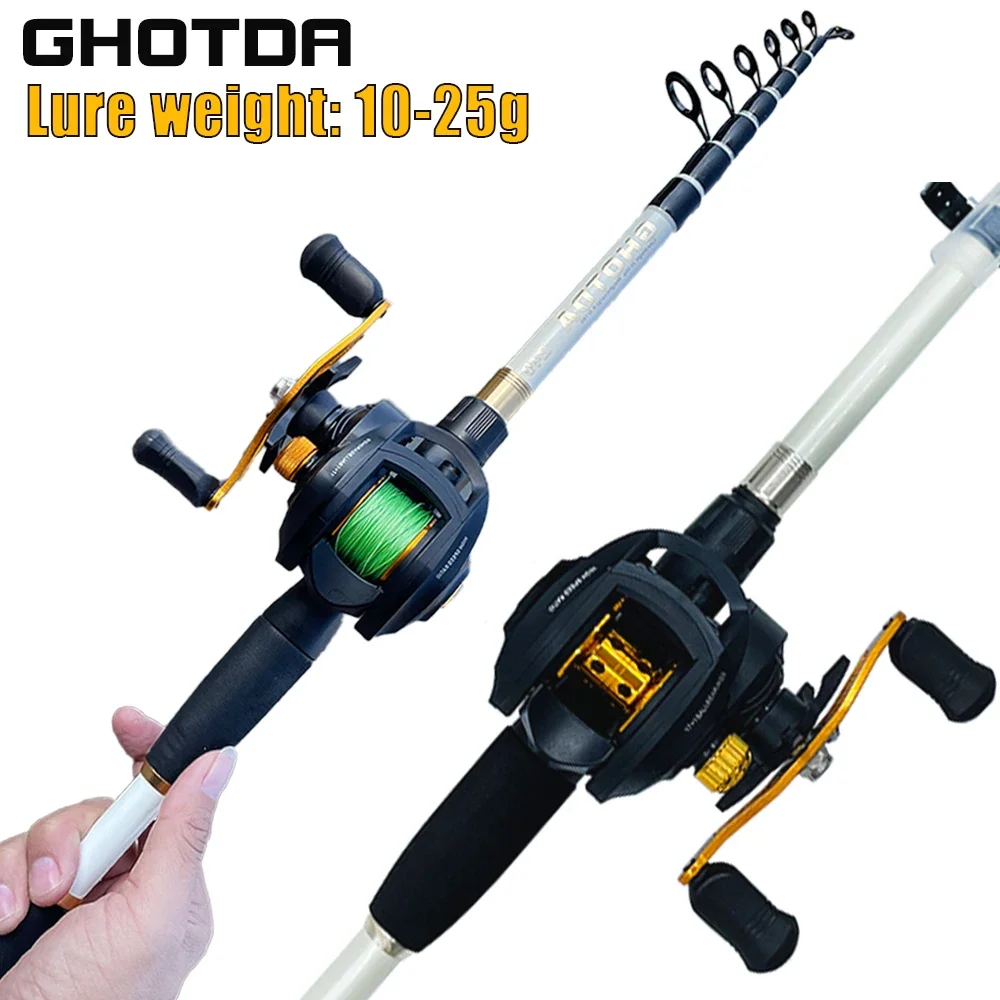 

Professional Fishing Rod and Reel Kit 1.6-2.4m Telescopic Casting Fishing Ultralight Rod 7.2:1 Gear Ratio Wheel for Freshwater