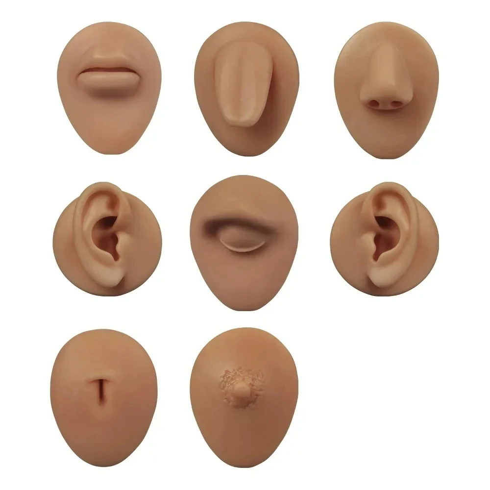 

1PC Ear Nose Lip Navel Tongue Tattoo Silicone Model Tattoo Puncture Practice Simulation Human Body Part Display Piercing Jewelry