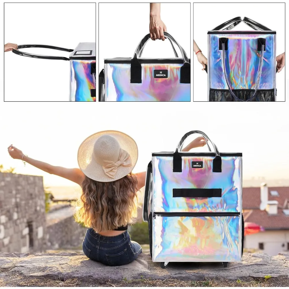 รถเข็นช็อปปิ้งแบบพับได้ที่ทนทานพร้อมความมั่นคงที่เพิ่มขึ้นและผ้ากันน้ำสำหรับการขนของชำที่มีน้ำหนักมาก