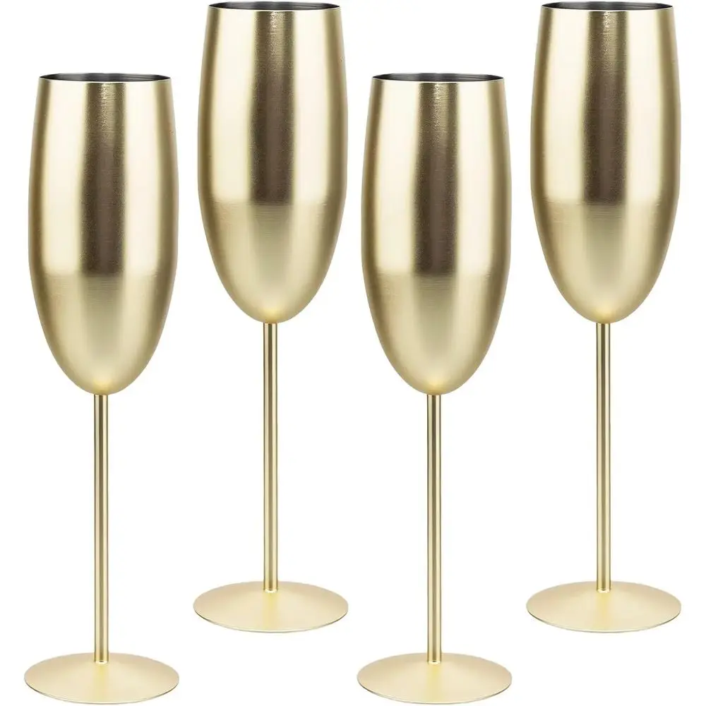 

Champagne Glasses Stainless Steel Set of 4, 8.5oz Unbreakable Wine Cups for Elegant Wedding, Lightweight Party or Travel Gifts