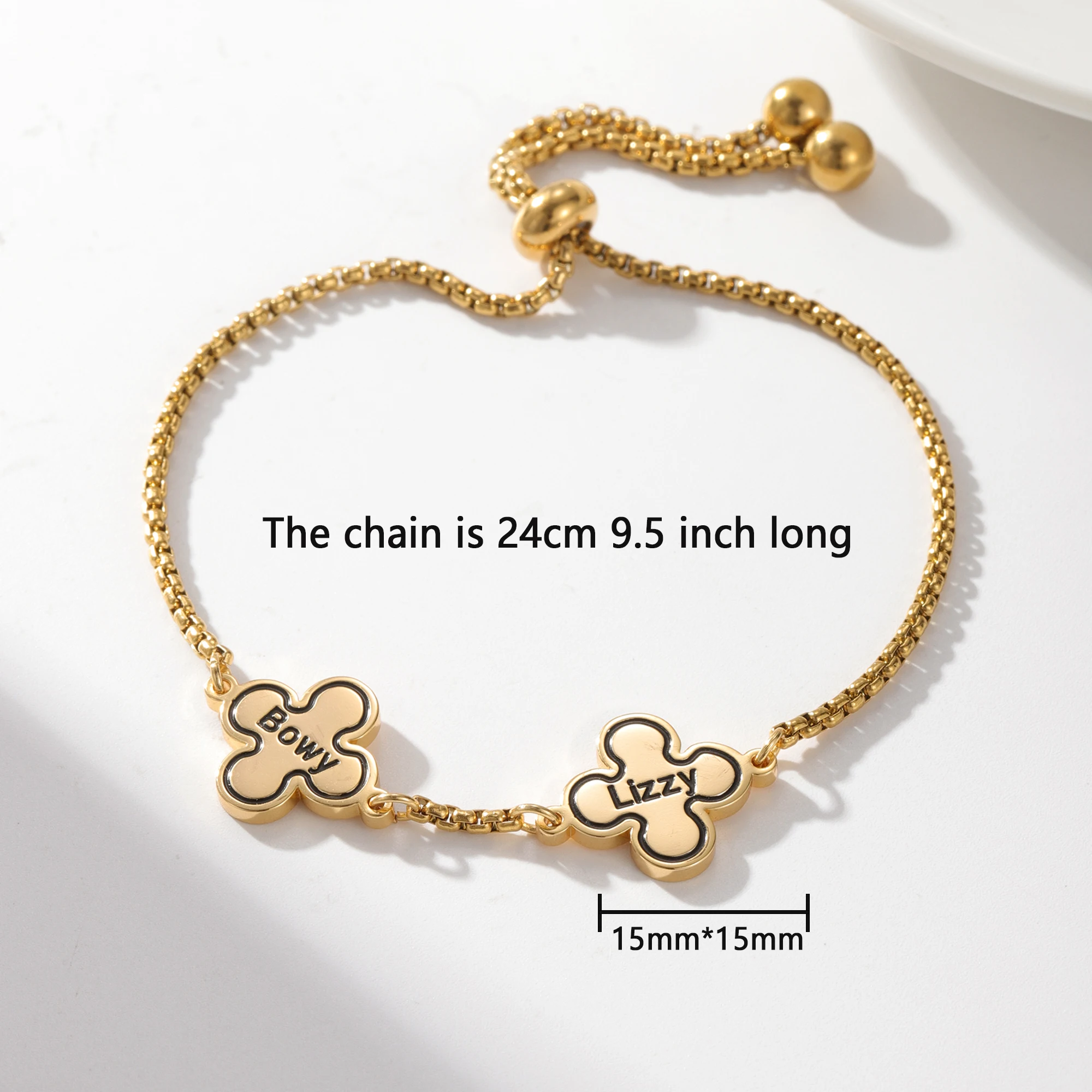 Qitian Clover Bracelet With Name Custom Personalized Stainless Steel Letter Name Bracelet Jewelry For Woman Lucky Christmas Gift