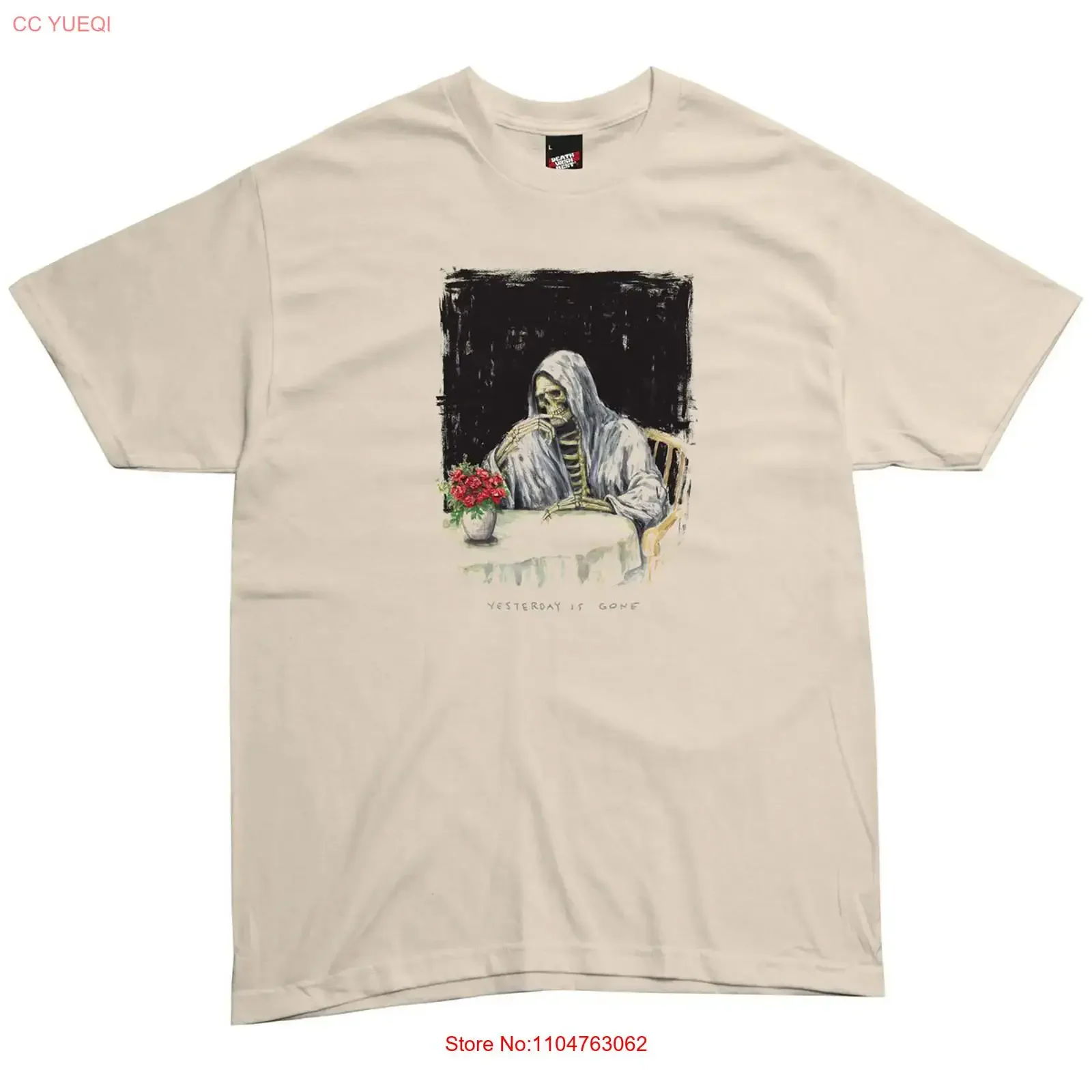 Deathwish Skateboards T Shirt Yesterday is Gone Cream vintage Washed Soft designer clothes Slightly Versatile Casual fashion