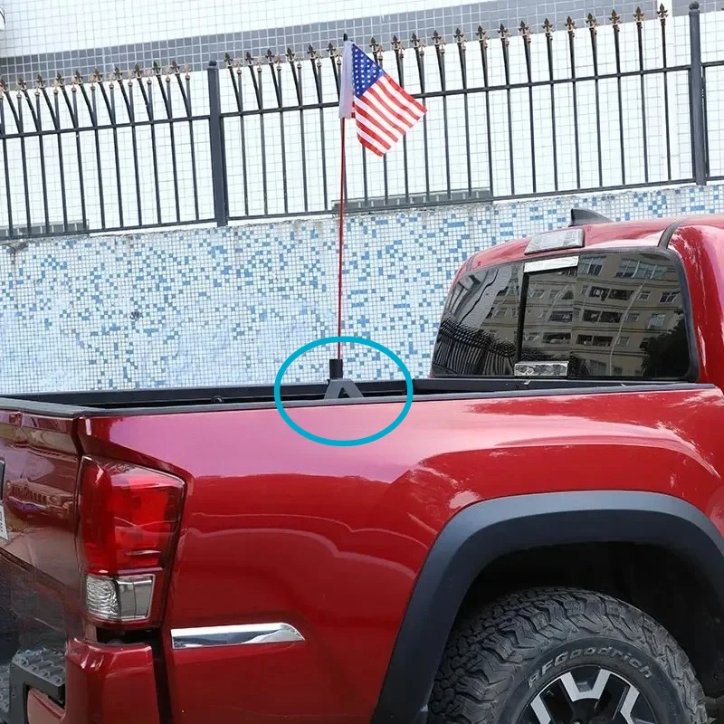 For Toyota Tacoma 2016-2022 Carbon Steel Black Car Trunk Tailgate Hinge Flagpole Rear Antenna Bracket Car tool Accessories
