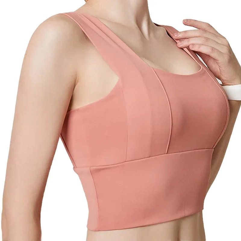 

Gathered Women Sports Bra Thin Cup Push Up Bras Wireless Bralette Large Top Sportswear Running Yoga Shockproof Underwear Workout