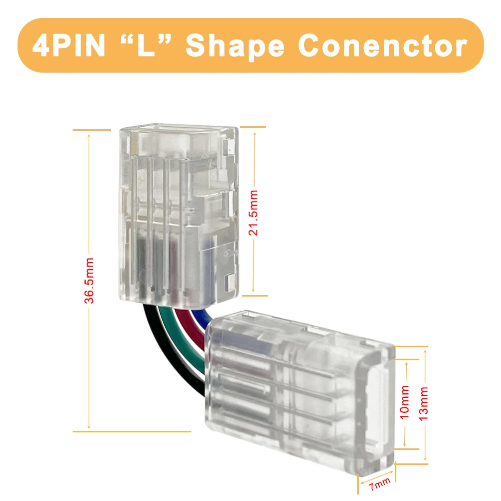 2/3/4/5/6PIN LED Strip Solderless Connector Transparent L Shape Cover Connect For WS2812 WS2815 COB Strip Light 8/10/12mm Width