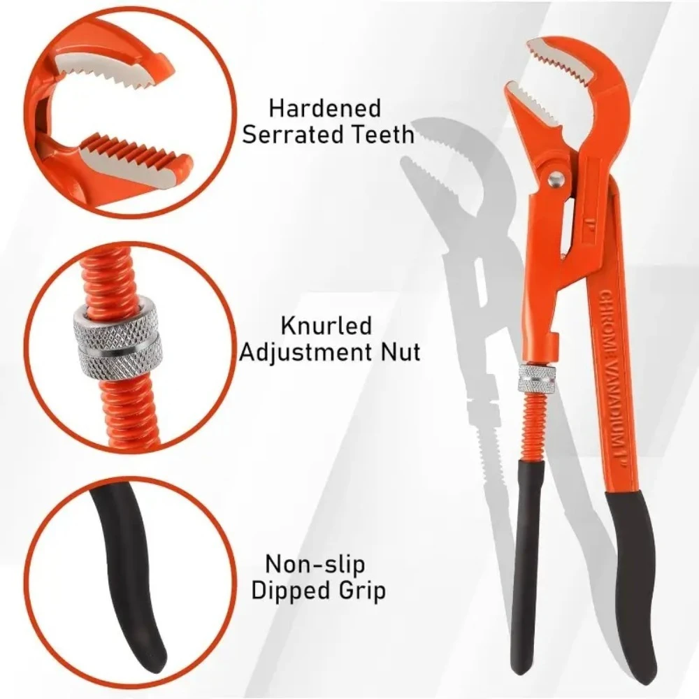 

Adjustable Pipe Wrench 1-1.5Inch Eagle Point Pliers Heavy Duty Plumbing Tool with Large Throat