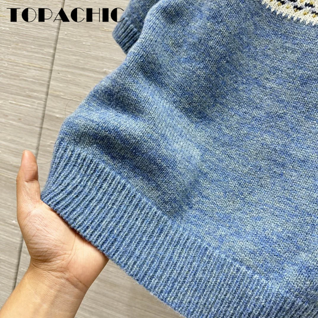 9.28 TOPACHIC-Women Letter Contrast Color Print Short Sleeve Knitwear Sweet Temperament Single Breasted Wool Knit Cardigan