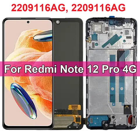 Écran pour Xiaomi Redmi Note 12 Pro 4G ‎ Écran Lcd 2209116AG avec cadre tactile, assemblage numérique de remplacement pour redmi note 12pro 4