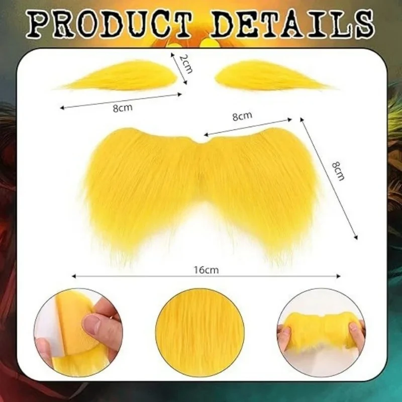 Halloween cosplay Party Jumpsuit Orange Costume Yellow Moustache and Eyebrow Baring Orange Bodysuit Masquerade Outfits