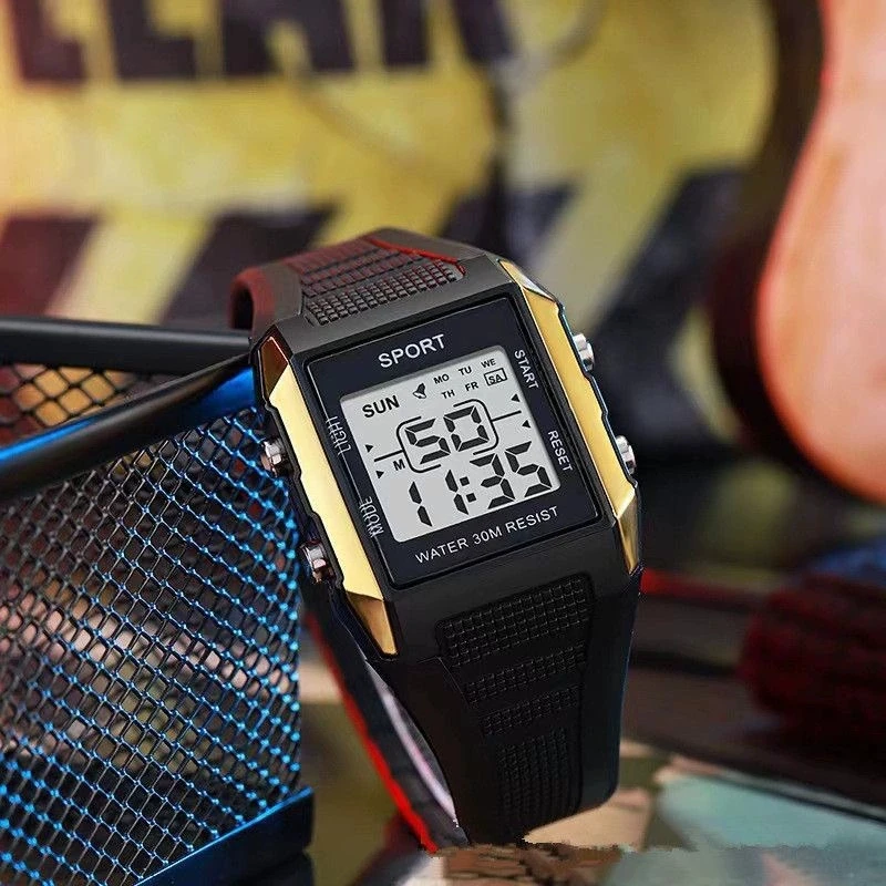 New Fashion Students Rectangle Digital Watch Man Sports Electronic Watches Men Military Silicone Watch Woman Alarm Cock Hot Hour