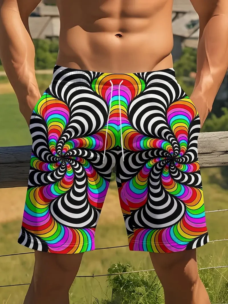 

New Beach Shorts For Men's Casual Geometric 3D Printed Pattern Summer Fashion New Product Short Pants Unisex Quick-dry Trunks