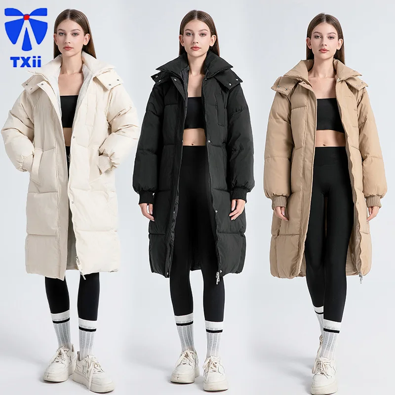 

TXii Thickened down cotton jacket women's Korean version loose ins long over the knee cotton jacket 2024 winter new jacket trend