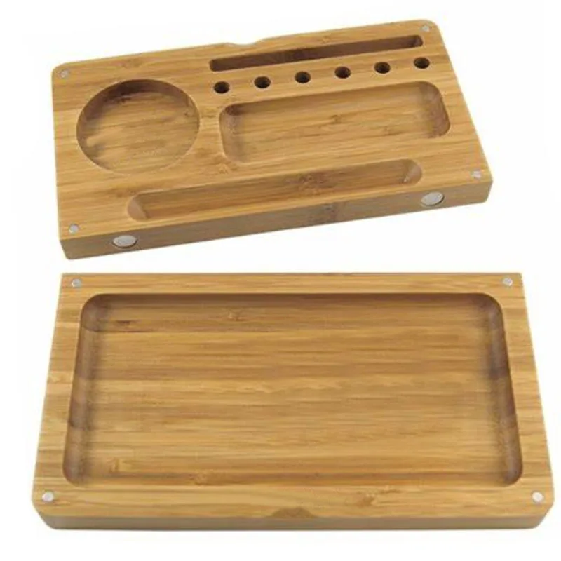 Backflip Bamboo Rolling Tray with Magnetic Lid Durable Rolling Tray with Cleaning Brush and Samll Rolling Tool