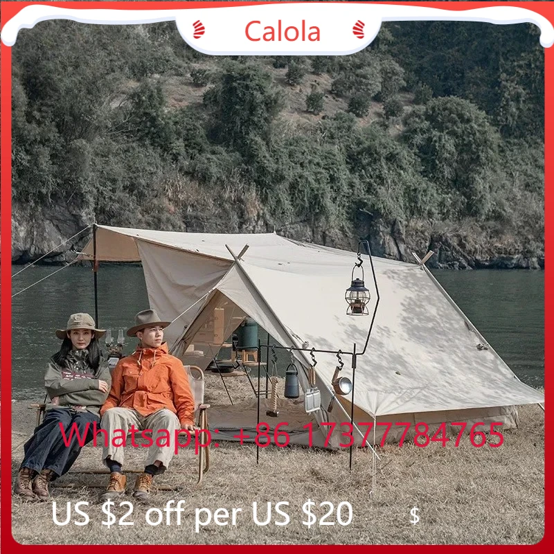 Waterproof Cotton Tent Large Sun Shelter 2 Person for Hiking Travel Camping