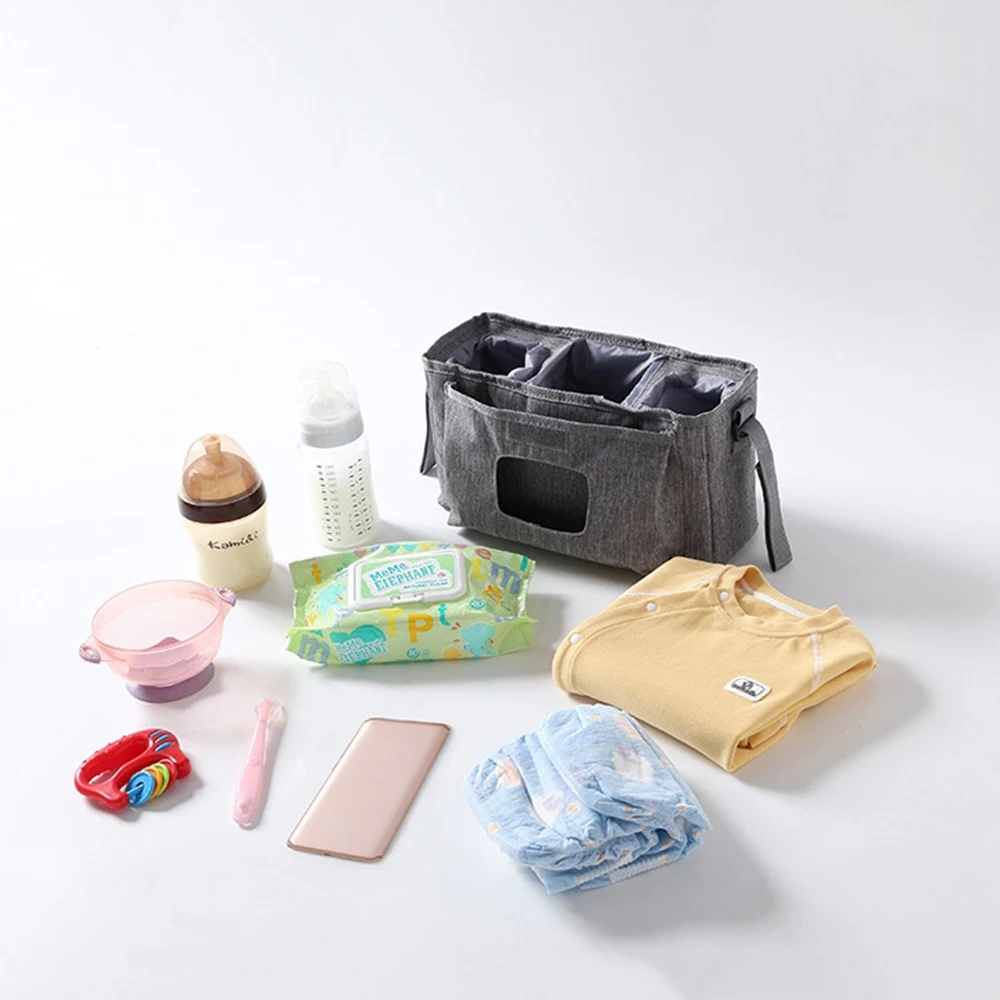 حقيبة عربة أطفال متعددة الوظائف بسعة كبيرة مع جيوب متعددة مناديل مبللة حقيبة معلقة للعناية بالطفل حقيبة يد للأم #4