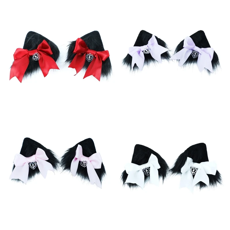 

Gothic for Cross for Cat Ears Barrettes Furry Hair Clip Halloween Plush Cartoon