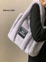 Women Winter Soft Big Capacity Female Faux Fur HandBag Shoulder Messenger Crossbody Tote Laptop Bag