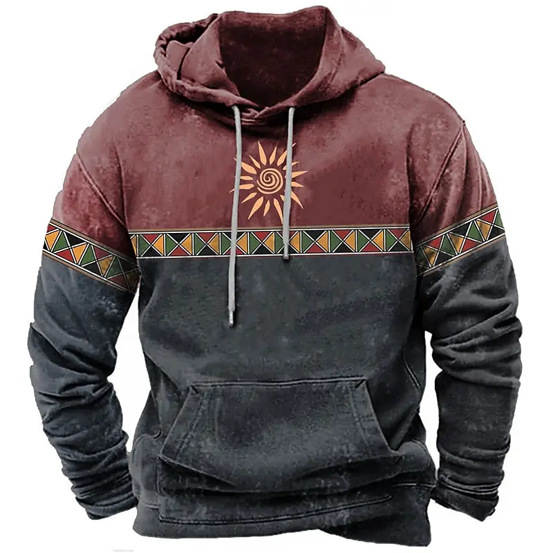 Men\'s Pullover Hoodie Sweatshirt Vintage Long Sleeve Prints Casuals Spring & Fall For Men/Women Outerwear Streetwear