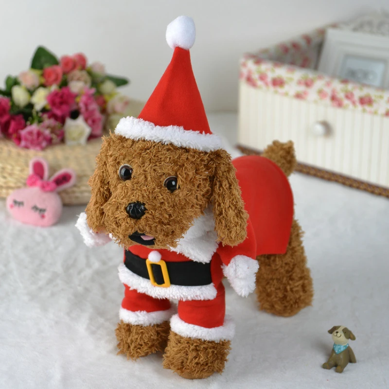 Pet Christmas Clothes Santa Claus Dog Costume Winter Puppy Coat Jacket Suit with Cap Warm Clothing Cosplay For Dogs Cats