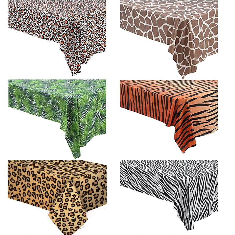 1PCS Disposable Table cloth Animal Striped Tablecloth Animal Jungle Safari Party Kids Birthday Party Supplies Table Cover Decor