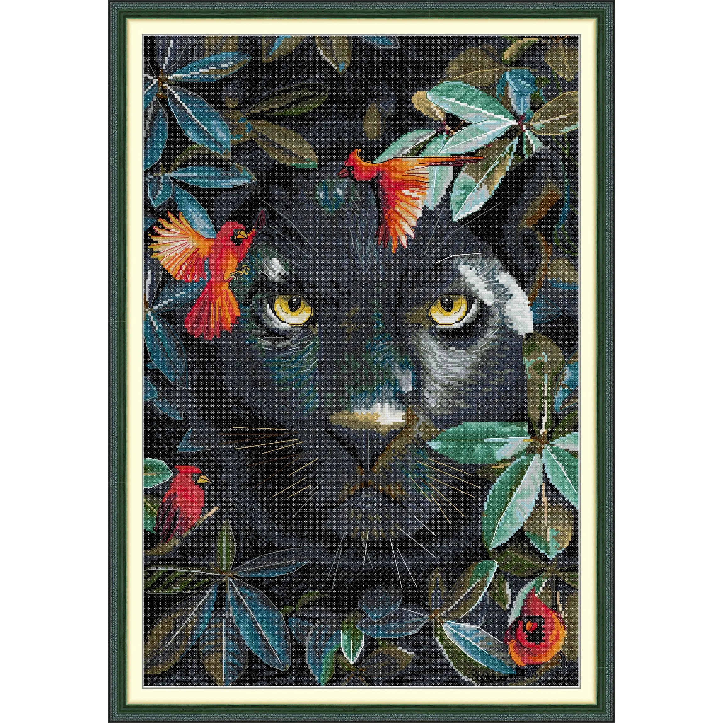

Joy Sunday Pre-printed Cross Stitch Kit Easy Pattern Aida Stamped Fabric Embroidery Set-Black Panther