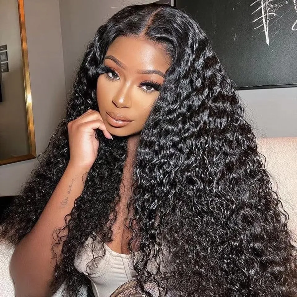 200 Density Deep Wave 30 38 Inch Lace Front Human Hair Wigs 13x4 13x6 Transparent Lace Frontal Wig Brazilian Remy Glueless Wig