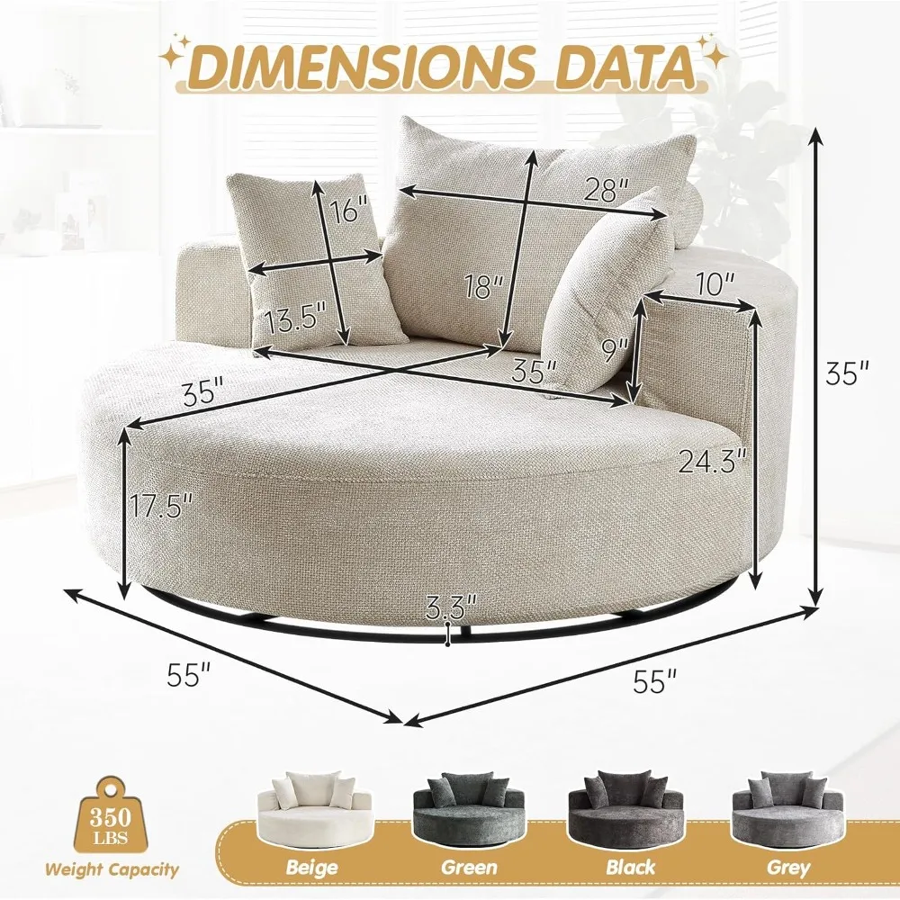 كرسي أسطواني دوار كبير الحجم من تنجيد الشنيل لصالة داخلية مريحة، طراز حديث في أعماق البحار #2