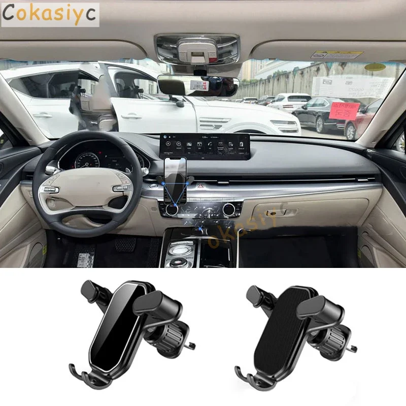 

Universal Gravity Car Cell Phone Holder For Genesis Coupe EQ900 G70 G80 G90 GV60 GV70 GV80 GV90 Air Vent Clip Mount Accessories