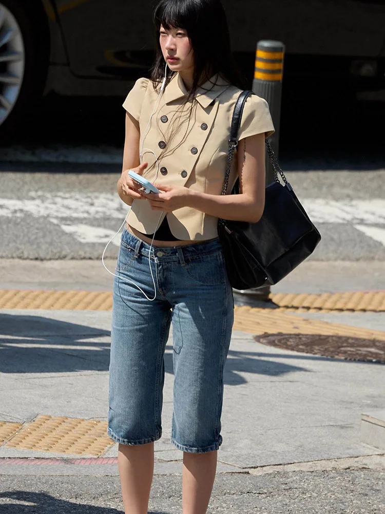 Fashionable ZA2026 Summer New Women's Short Sleeve Bubble Coat Double Row Buttons Turn-down Collar All-Season Outerwear