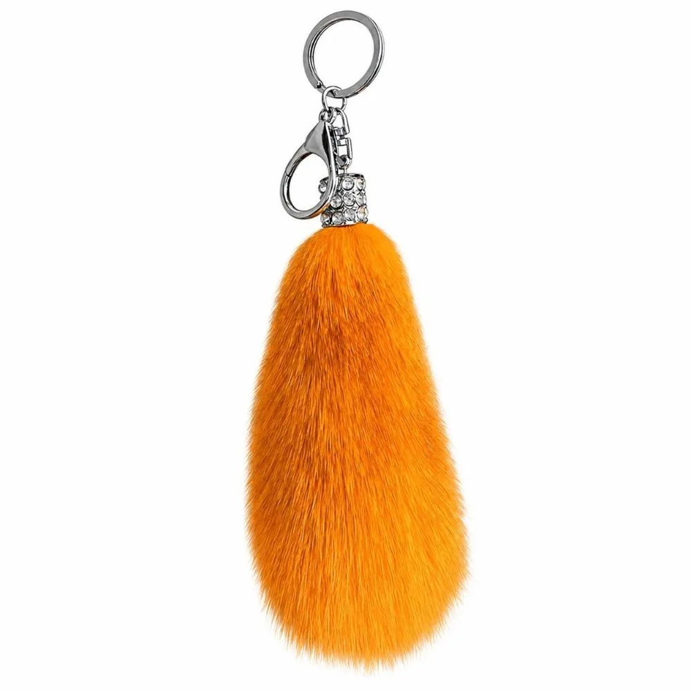 Fox Fur Fox Fur Tail Keychain Fluffy Texture Multicolor Fluffy Bag Charm Lobster Clasp Tail Shape Pom Pom Keychain