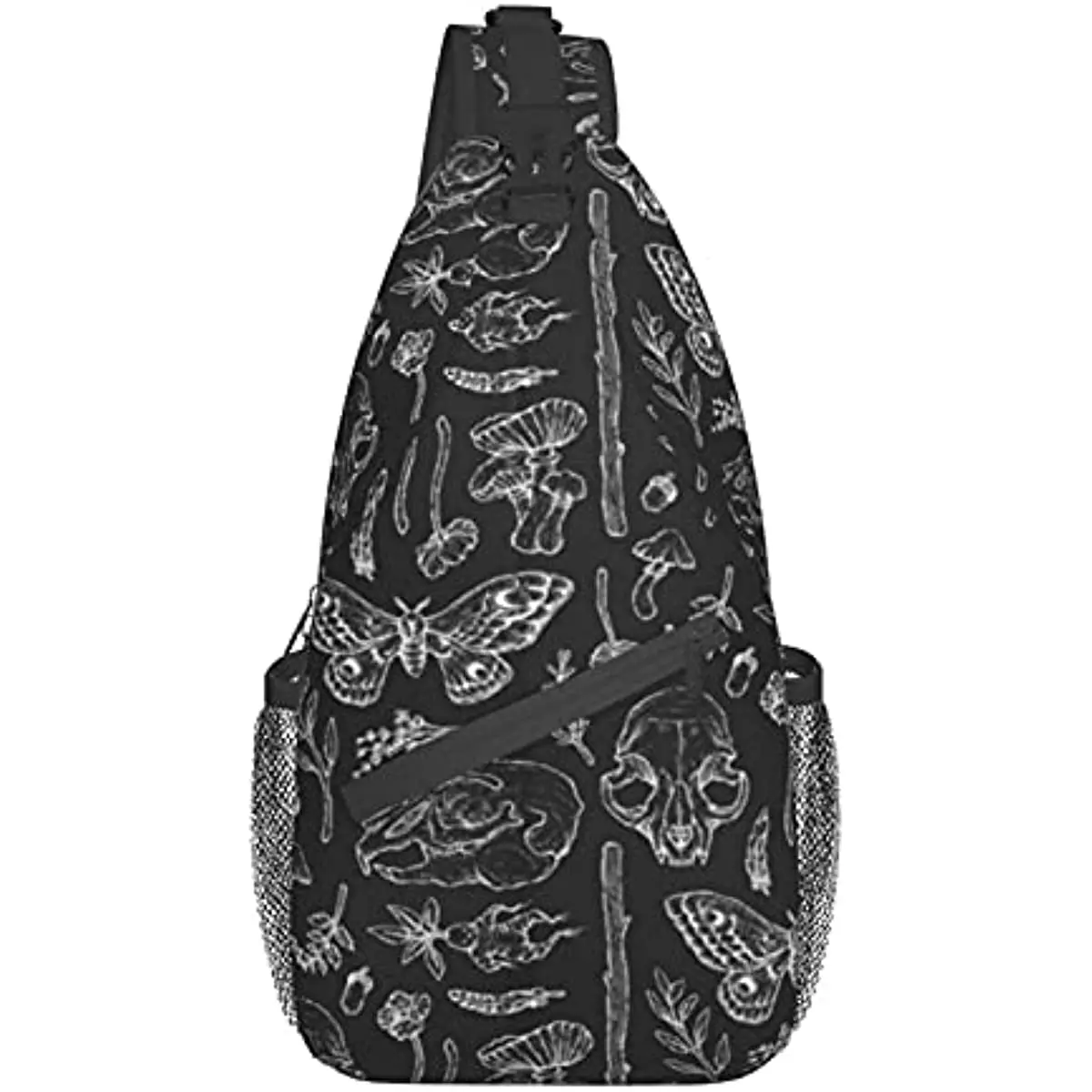 Butterfly Skull Head Mushroom Leaf Specimen Sling Bag Chest Daypack Shoulder Backpack Crossbody for Hiking Camping Running