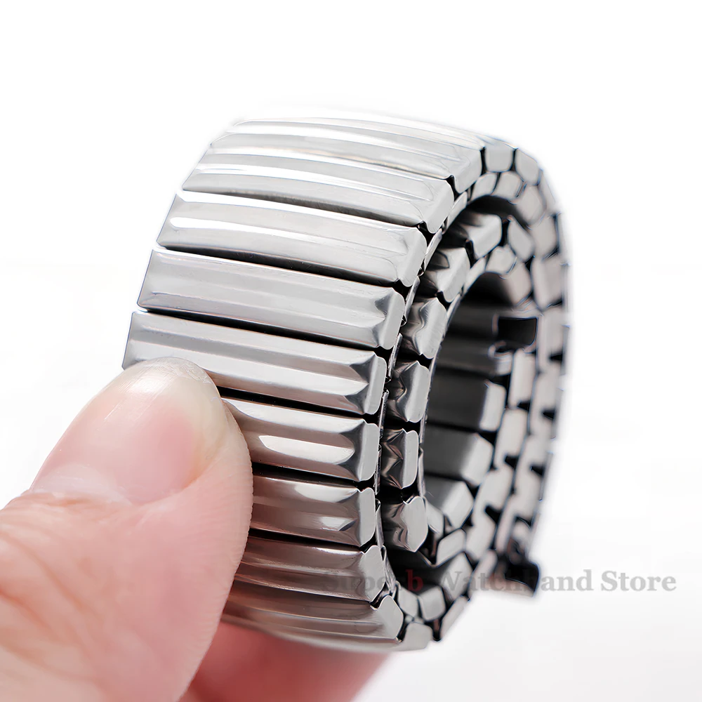 弾性ストレッチ拡張ステンレス鋼時計バンド 12 ミリメートル 14 ミリメートル 16 ミリメートル 18 ミリメートル 20 ミリメートル 22 ミリメートルユニバーサルメタル時計ストラップシルバーゴールドブレスレット