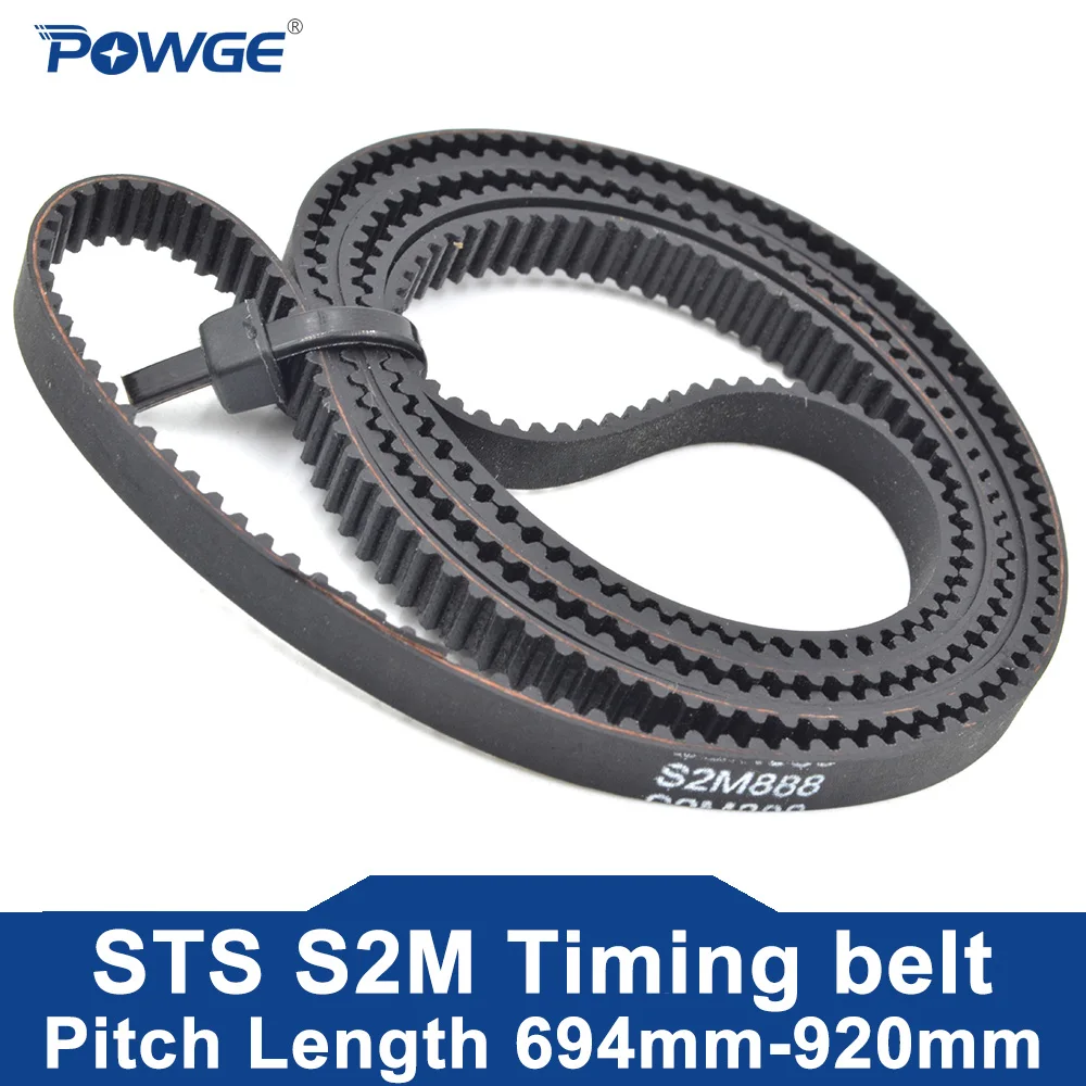 

POWGE STS S2M Timing belt Lp=694 710 714 720 726 750 754 766 800 810 828 840 848 860 880 882 888 892 896 920 width 4-20mm Rubber