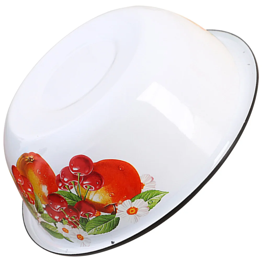 

Retro Enamel Stuffing Basin Multi-Function Salad Bowl Smooth Edge Design Ideal for Family Party Serving Decorative Kitchen