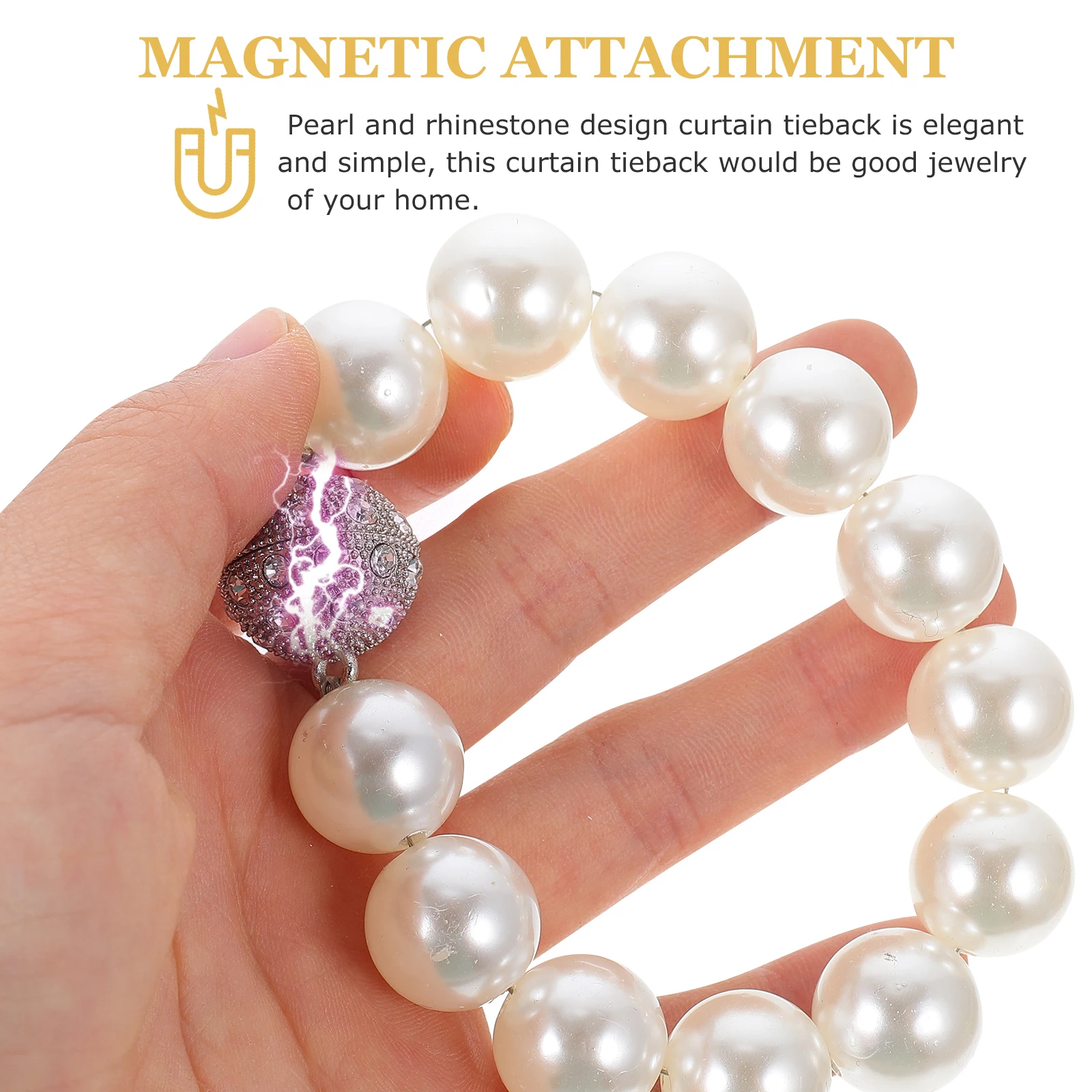 

1pc Curtain Fake Pearl Curtain Tieback Tieback Pearl White Punch Free Magnetic Clips Home Decor Bedroom Office Gifts