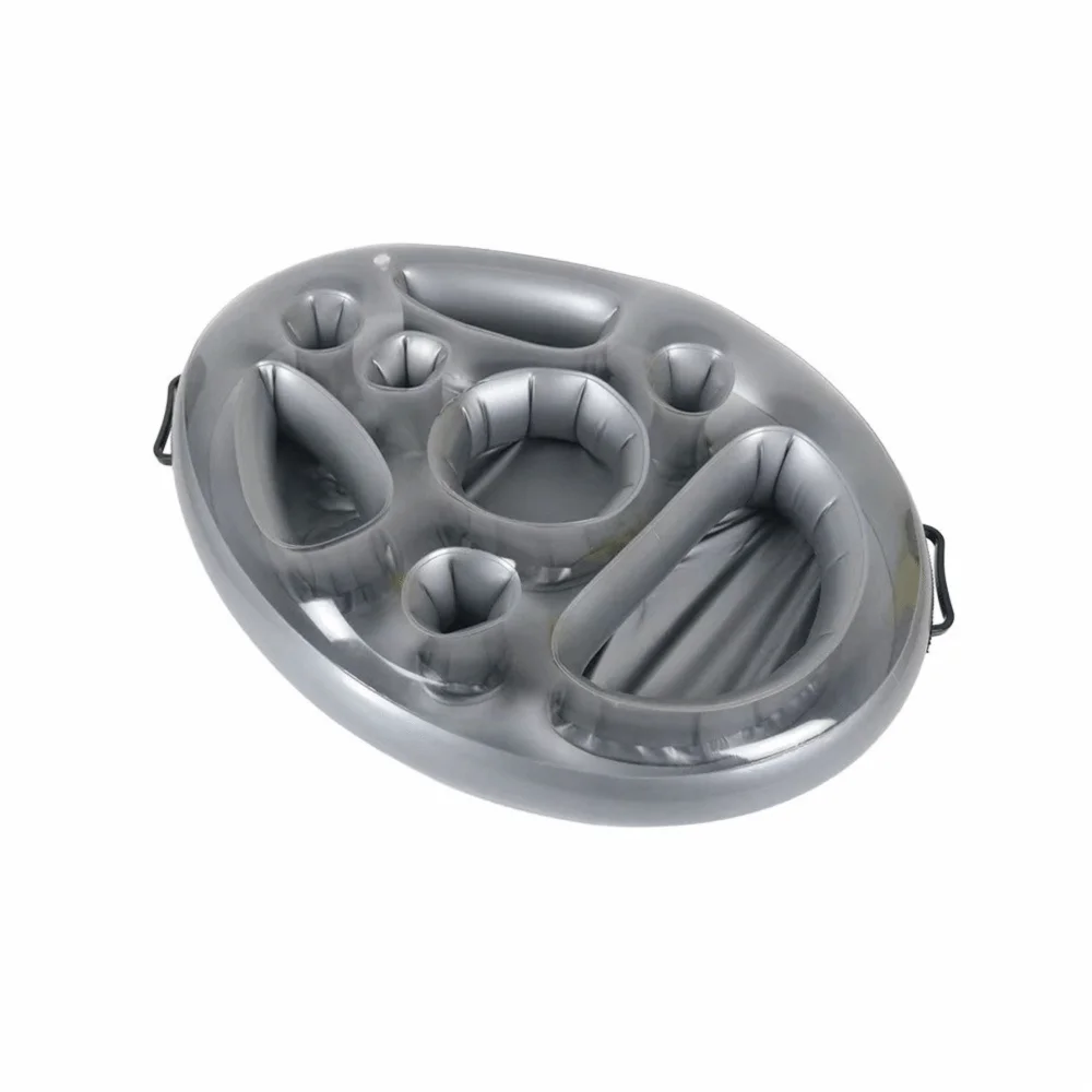 Portable Inflatable Cup Holder Blow Up Design PVC Material Floating Bar Tray Cooler Table Multifunctional