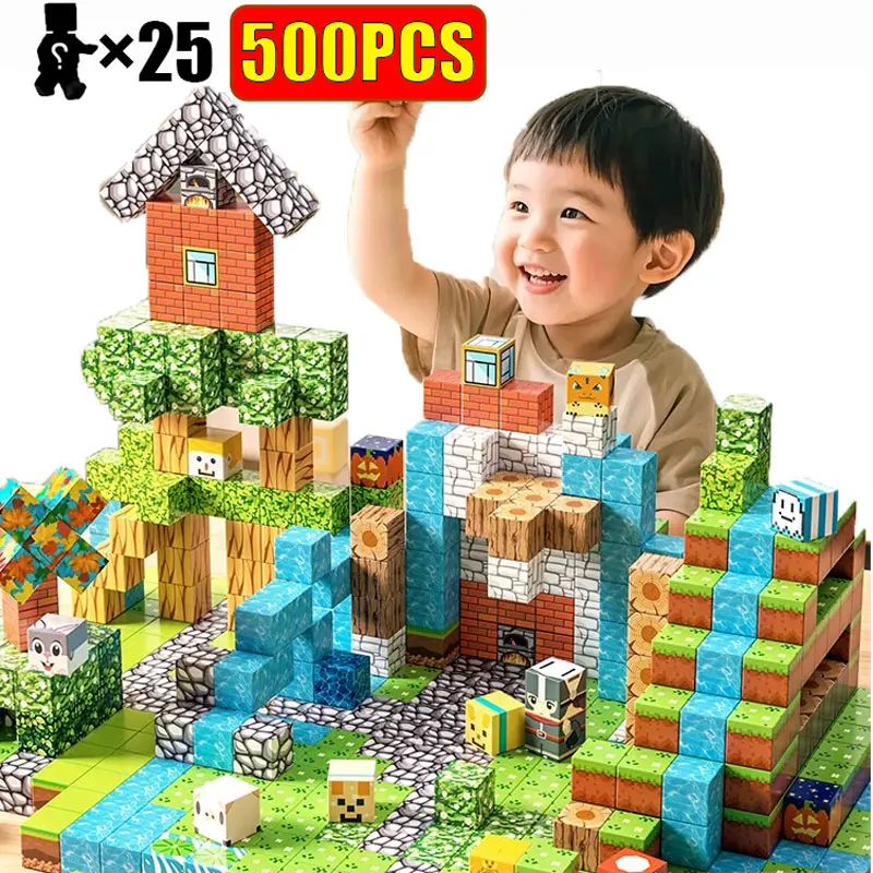 10-500PCS Magnetic Blocks Sets Building Toys Build Mine Magnet World Model STEM Montessori Sensory For Kids Christmas Gifts