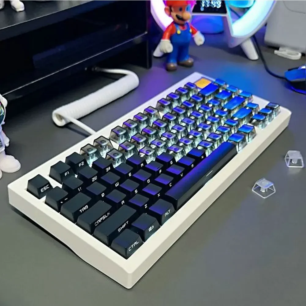 Imagem -04 - Transparência da Palavra Lateral Keycaps 131 Teclas Teclas sem Palavras Altura Oem Sublimação Térmica Pbt para 61 87 98 104 108 Teclado Mecânico