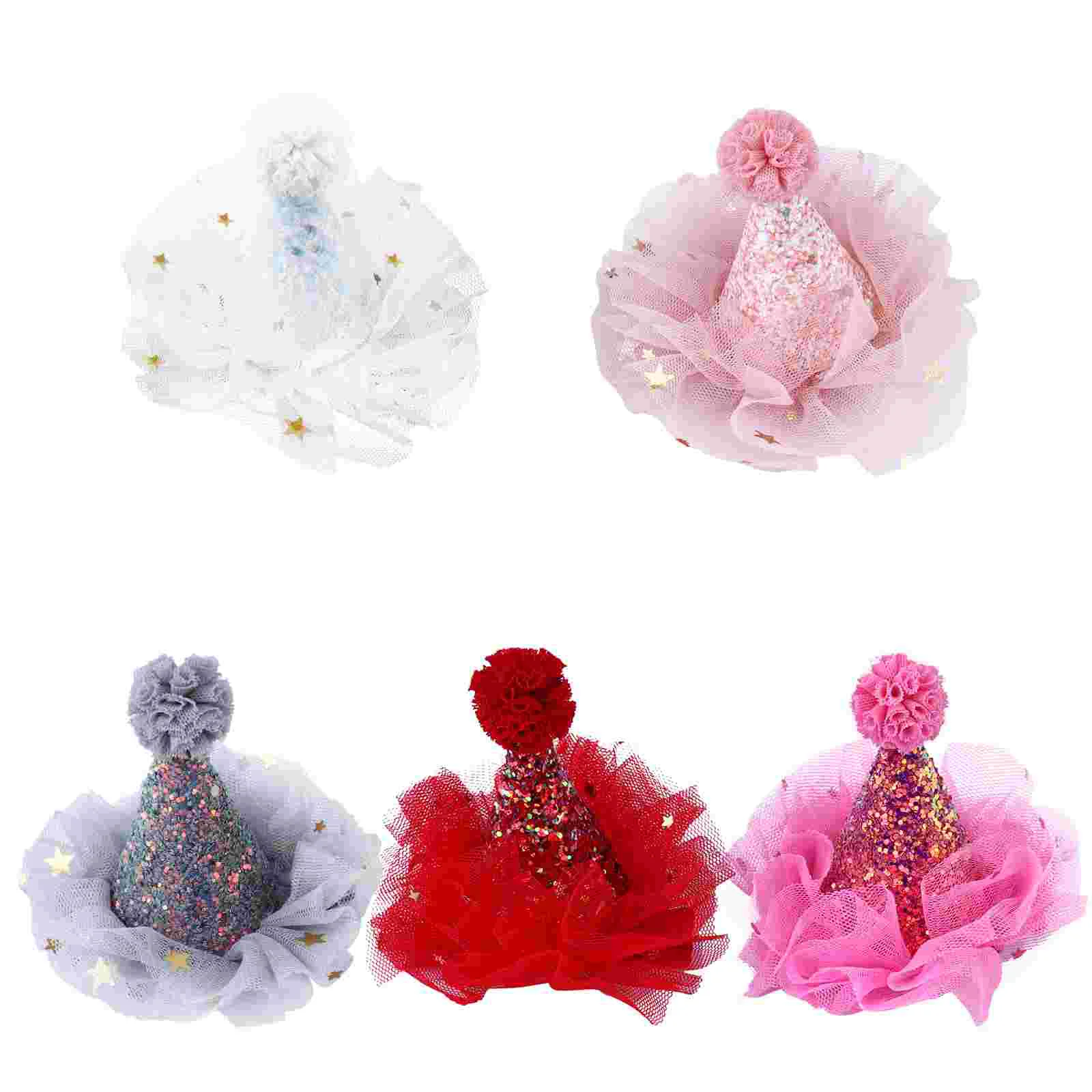 5 Pcs Christmas Hat Hairpin Kids Clips for Girls Birthday Sequins Fabric Baby Barrettes