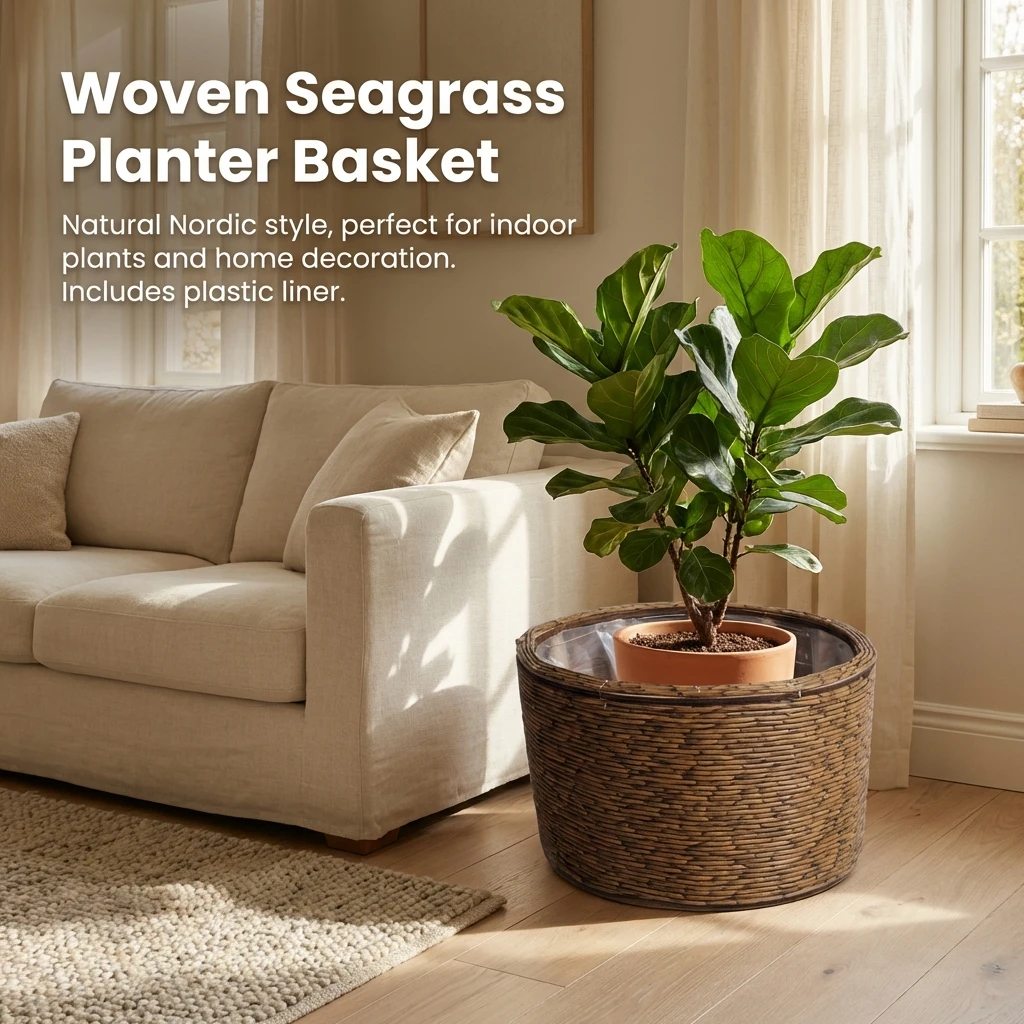 Rattan Plant Basket - Nordischer Stil Gewebter Graskorb Blumentopf für