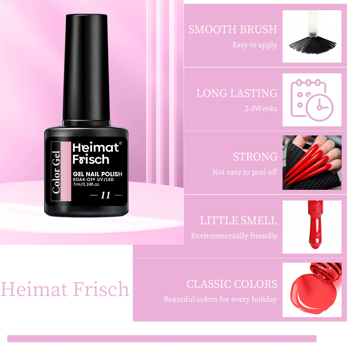 Heimat Frisch Esmalte de uñas en gel de un solo paquete --- Colores de esmalte de uñas en gel de tendencia Otoño/Invierno, color de gel altamente saturado, apto