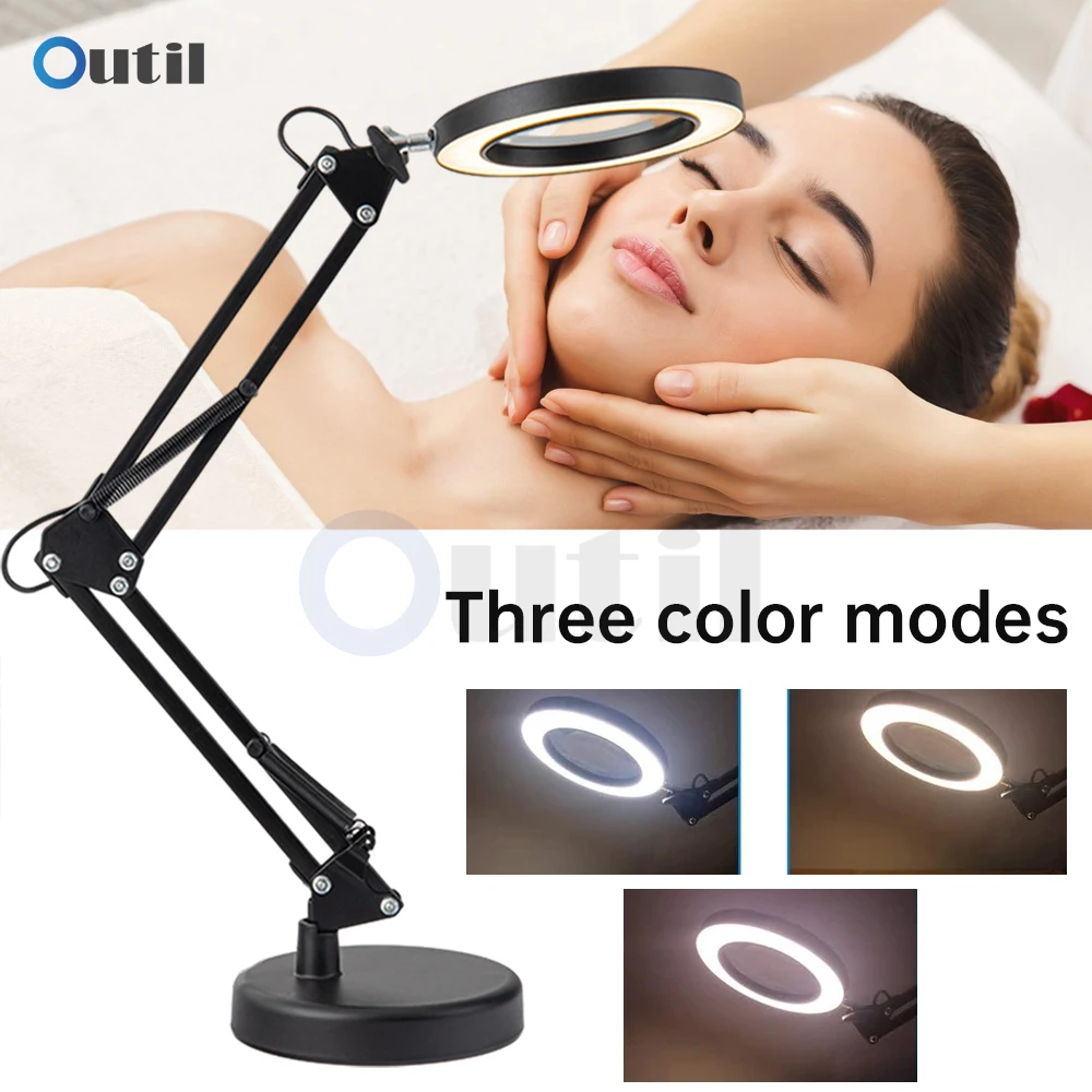 USB Multifunction Magnifying Glass with Led Lights 3 Color Table Lamp Magnifier for Skincare Beauty Reading Soldering Iron