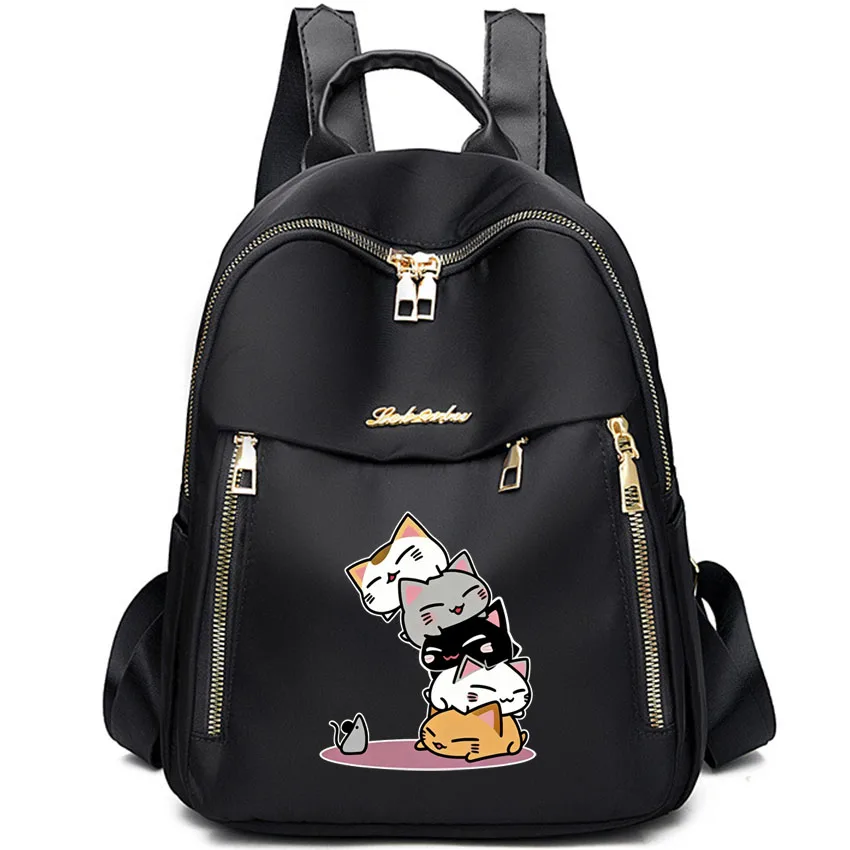 

Рюкзак женский водонепроницаемый с принтом «Людская пирамида» и мультяшными котиками, модный, для колледжа, школьный, для путешествий, для девочек, милый, для книг