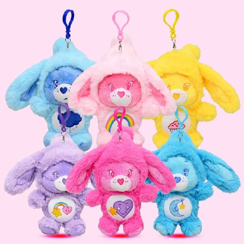 

New Cute Care Bears Rabbit Ear Plush Keychain Furry Decoration Trendy Key Holder Fashionable Rabbit Ear Design Birthday Gifts