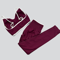 WANAYOU 2pcs Color Contrast Women Yoga Pants Set Ignite Sports Bra Sculpt Srunch Leggings Hip Lift Gym Tights Seamless Tops