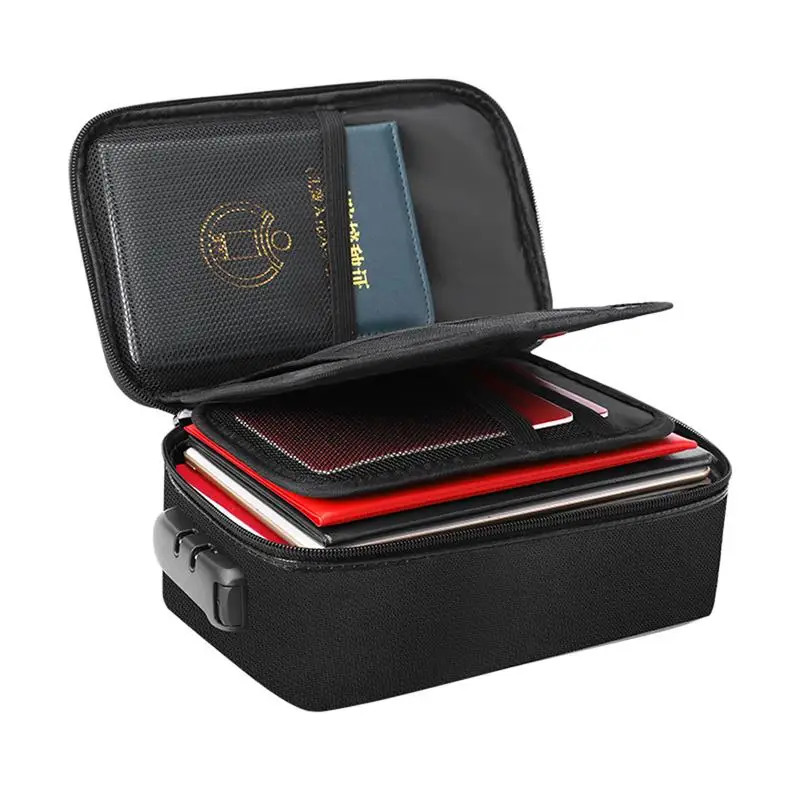 Fireproof Document Box Fireproof Document Bag with Lock 3-Layer Fire Proof Waterproof Safe Bag for File Passport Certificates