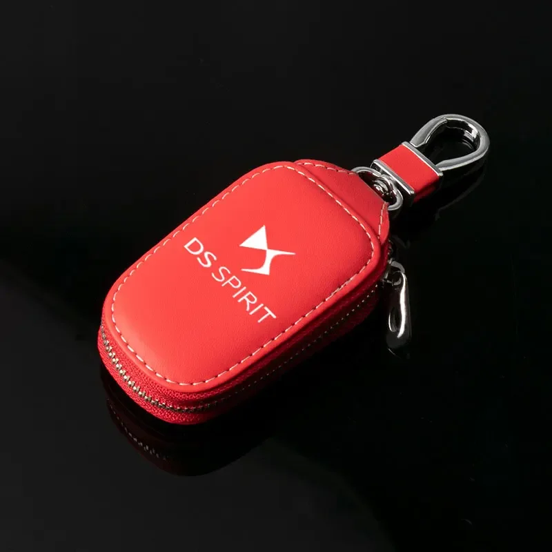 Car key cover wallet shield shape Leather Keychain Pendant Car Key Ring bag For DS SPIRIT DS3 4 DS4S DS5 5LS DS6 DS7 WILD RUBIS