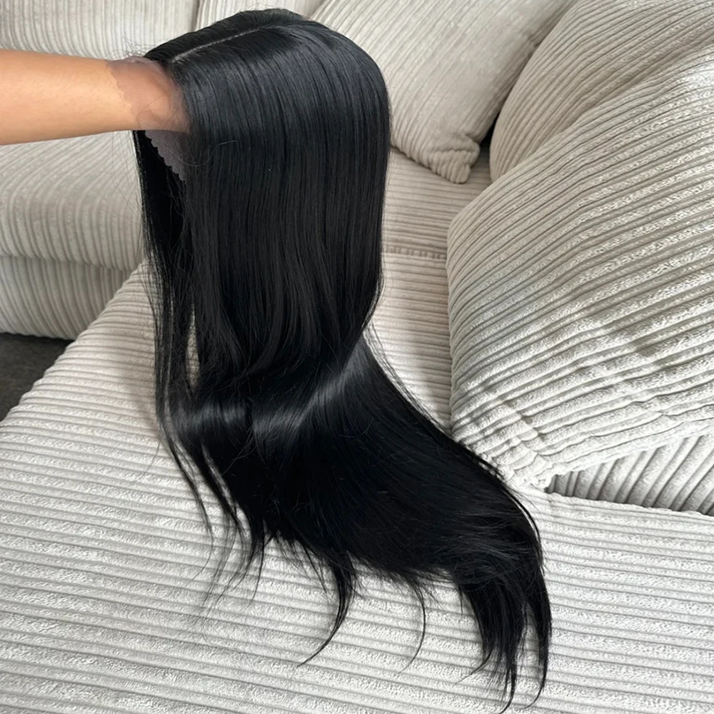 

28 Icnh Натуральные Черные Длинные Прямые Волосы Парик Фронта Шнурка Синтетических Волос для Женщин HD Прозрачные Парики Шнурка Дешевые Парики Бесклеевой