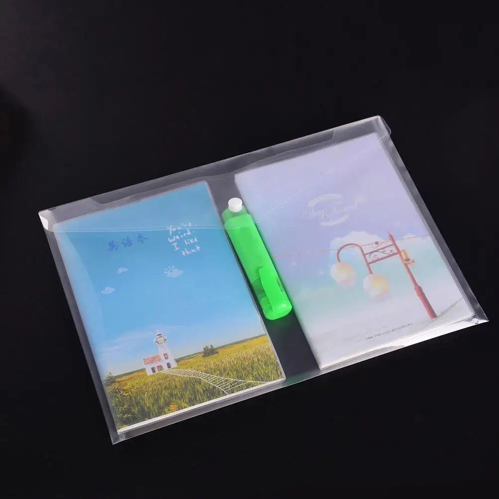 

24pcs A4 Document Folders Clear Transparent Plastic Envelop Storage Bags Snap Button Pen Link Ideal Files